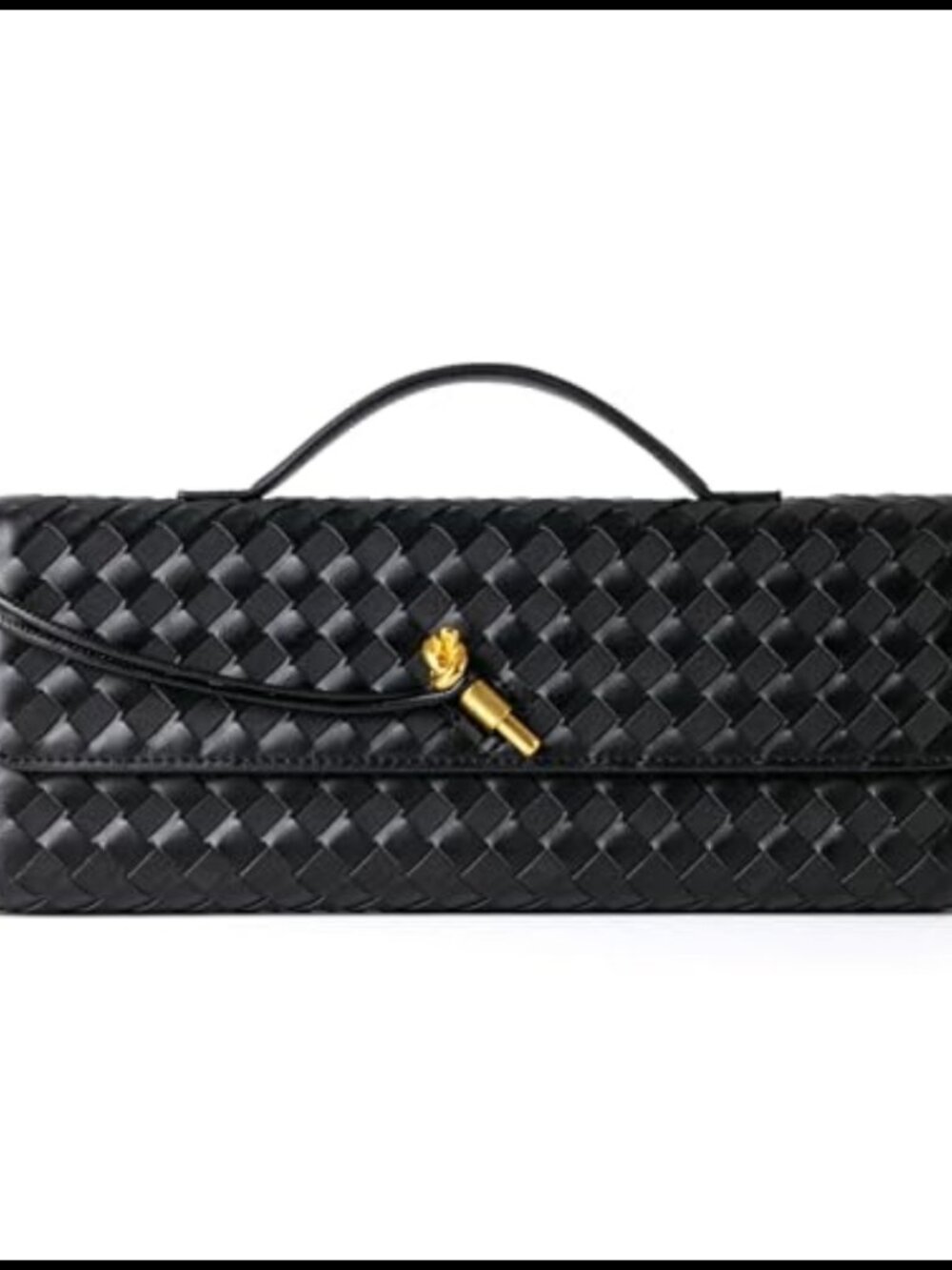 Woven Vegan Leather & Suede Evening Clutch Crossbody Bag with Adjustable Strap